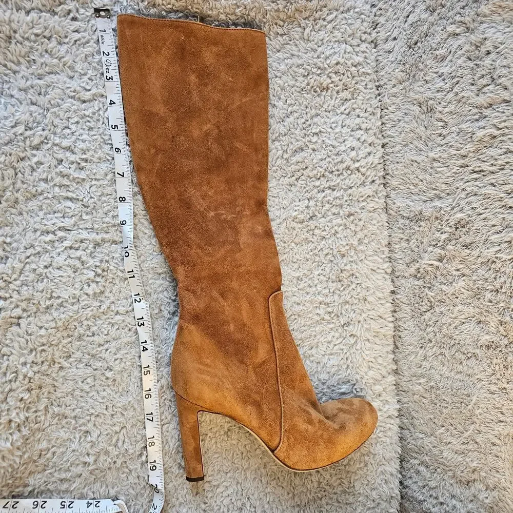 AGL Women's Milly Leather Suede Knee High Heeled Boots Side‎ Zip 39.5 9.5 Brown